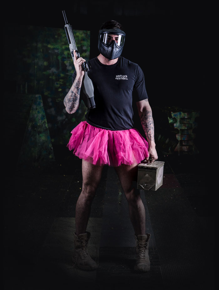 paintball player in tutu