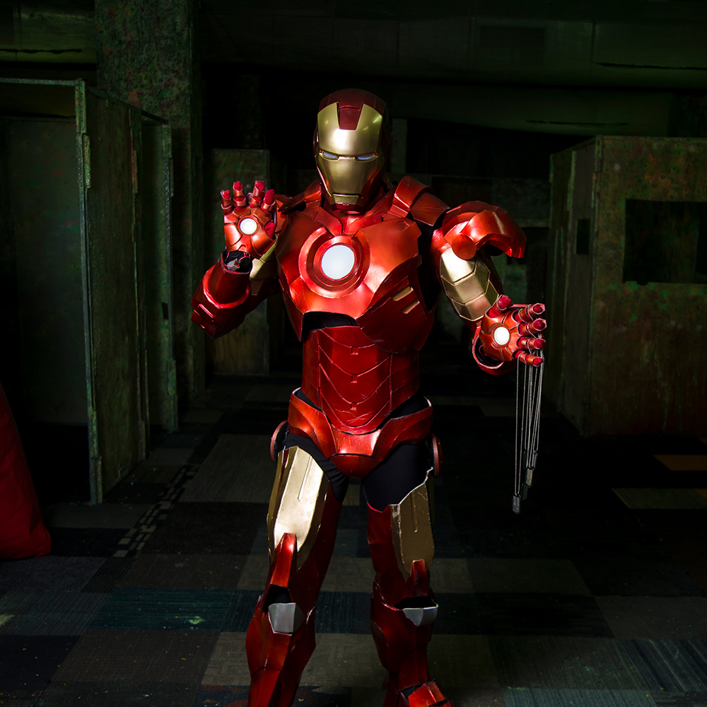person in iron-man costume